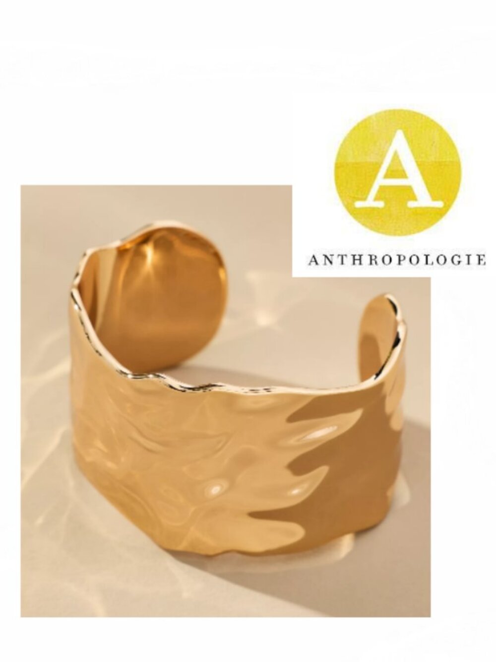 NWT gold hammered cuff bracelet / bracelet manchette or
